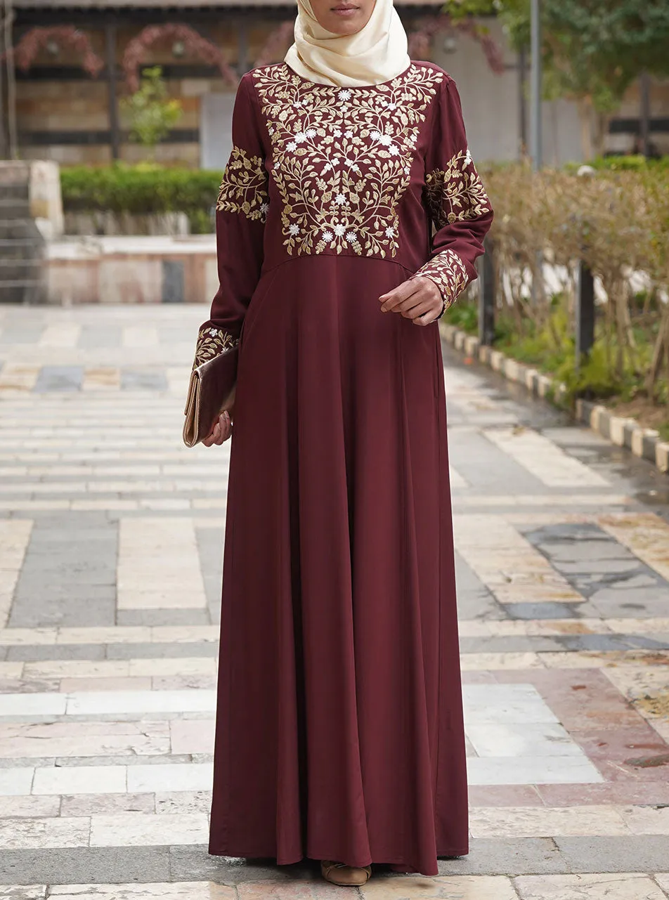 Gold Embroidered Abaya Gown