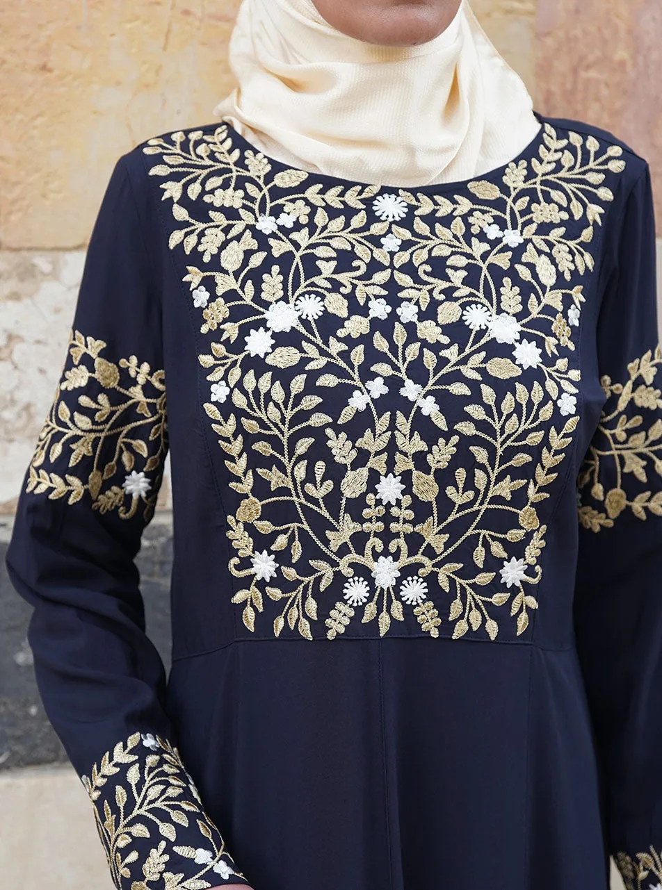 Gold Embroidered Abaya Gown