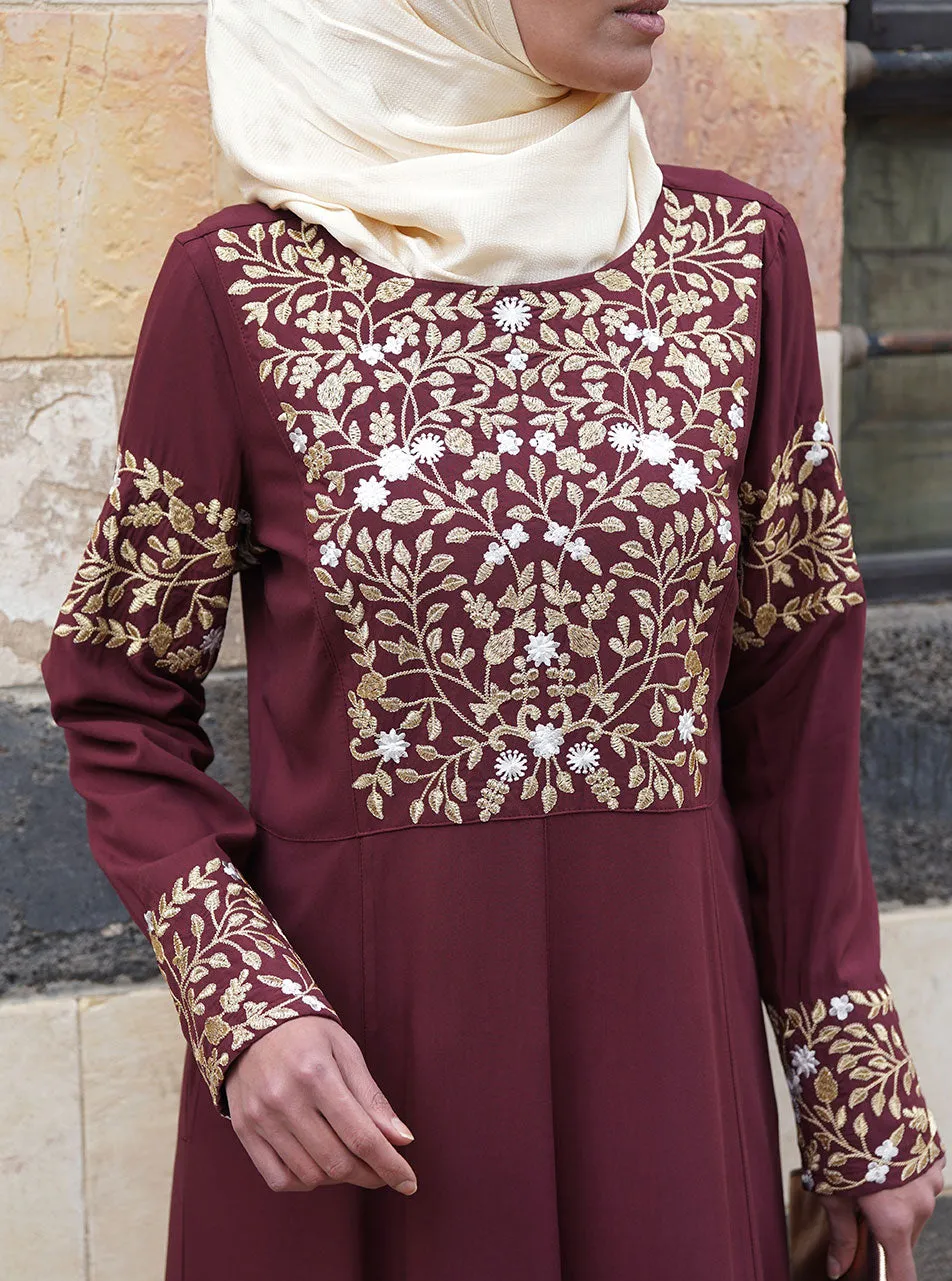 Gold Embroidered Abaya Gown