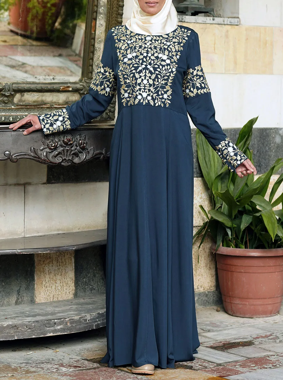 Gold Embroidered Abaya Gown