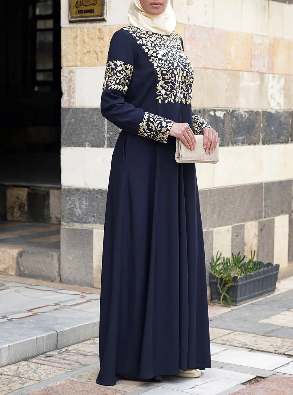 Gold Embroidered Abaya Gown