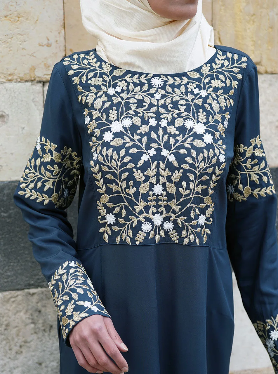 Gold Embroidered Abaya Gown