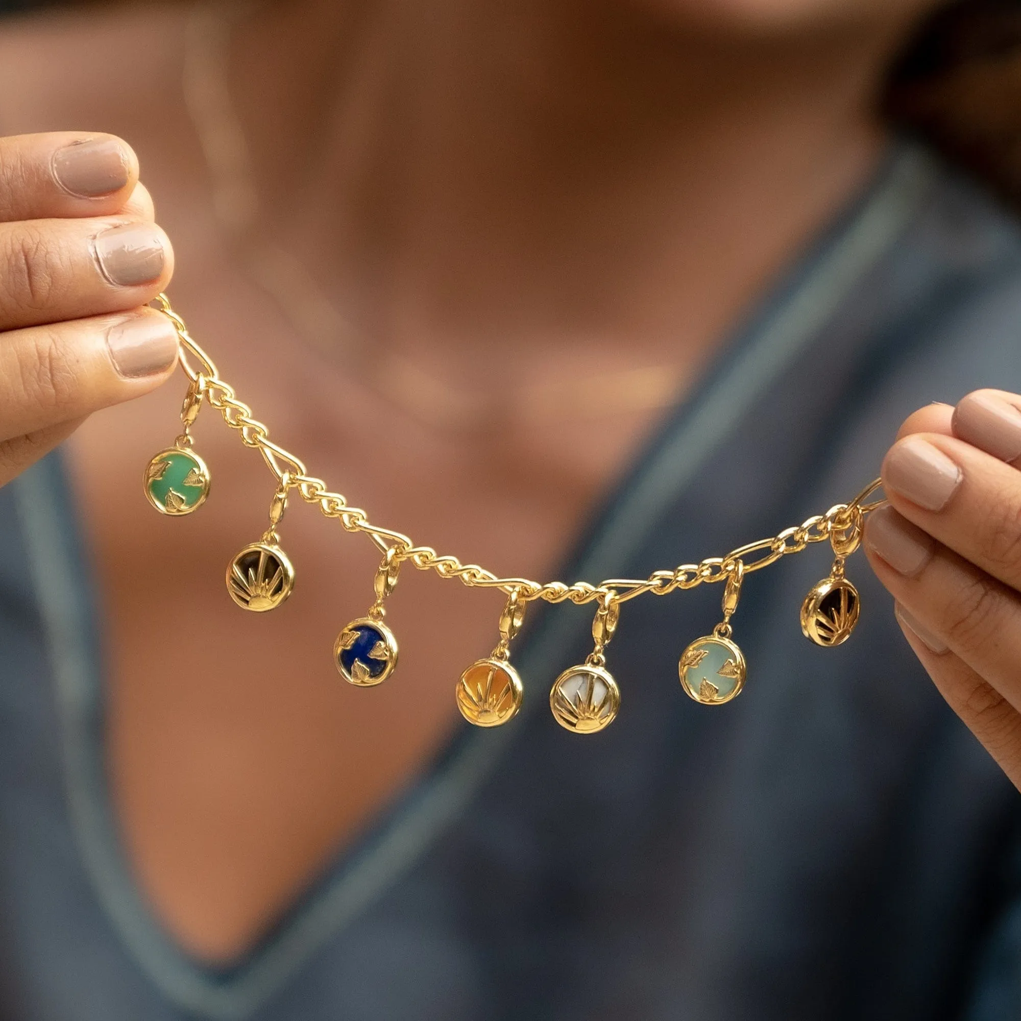 Gold Plated Blue Lapis Healing Stone Charm (Wisdom)