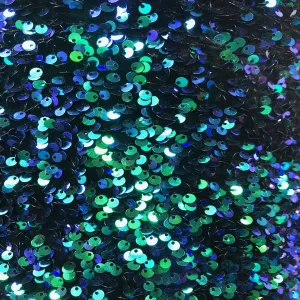 Green Iridescent Sequins Embroidered Stretch Velvet Rodeo Fabric