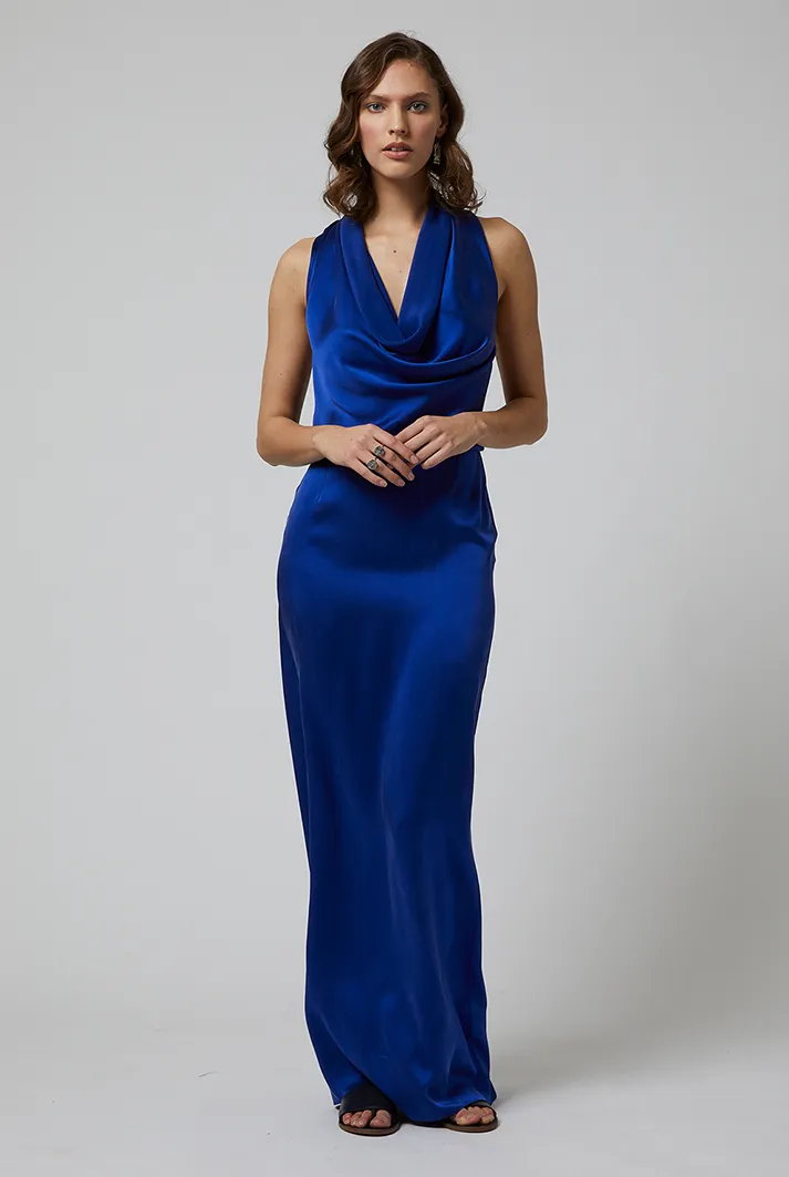 Halter-Neck Silk Gown