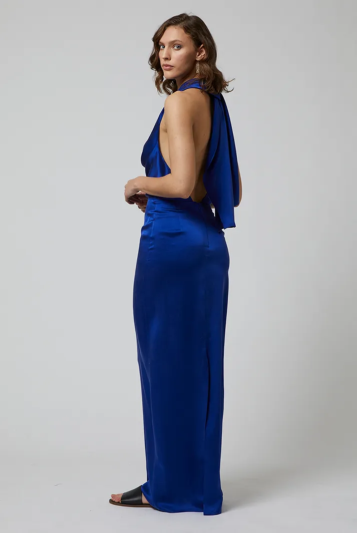 Halter-Neck Silk Gown