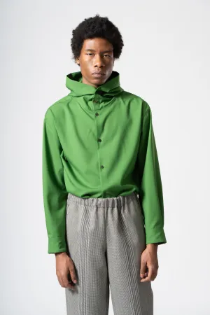 Hooded Wool Shirt in Green