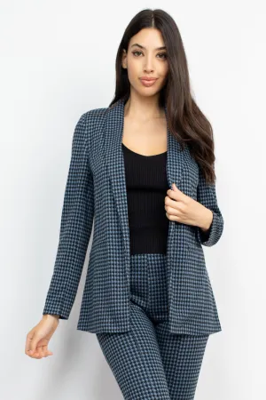 HOUNDSTOOTH NOTCH SEAMED BLAZER