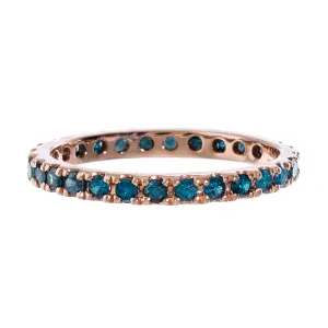 Josephine Band Rose Gold Blue Diamonds 2mm