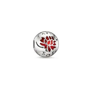 KARMA BEAD - STERLING SILVER RED ENAMEL FLOWER BEAD