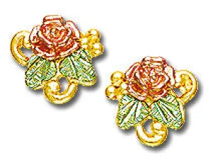 Landstrom's Black Hills Gold Rose & Vine Earrings