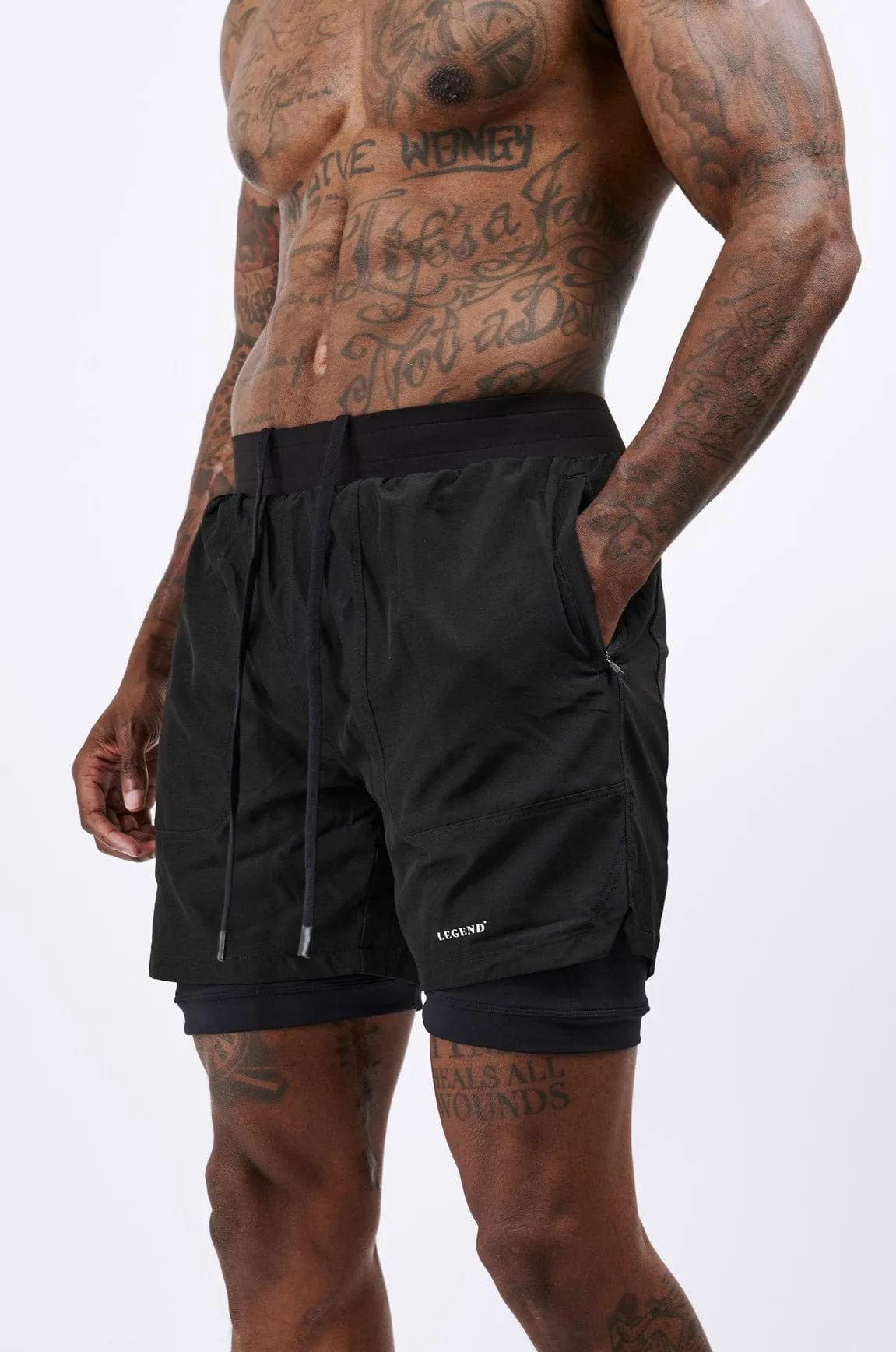 LEGEND ACTIVE DUAL LAYER SHORT - BLACK