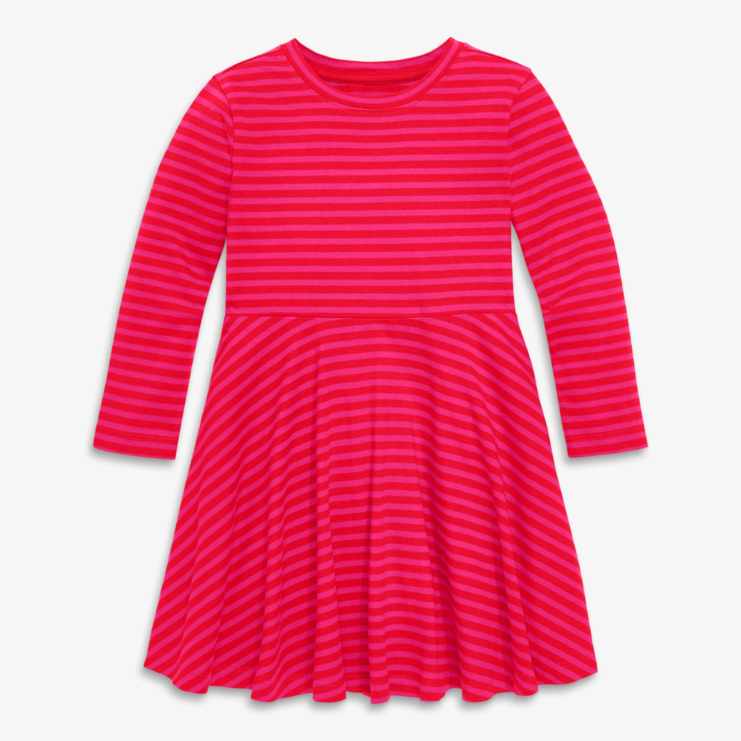 Long sleeve twirly dress in mini stripe