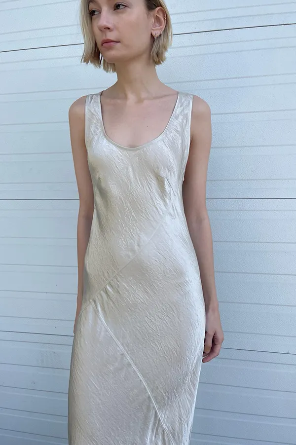 Luster Bias Dress in Oyster (Sold Out)