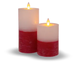 Luxury Lite Red and White/Green and White LED Wax Pillar Candle