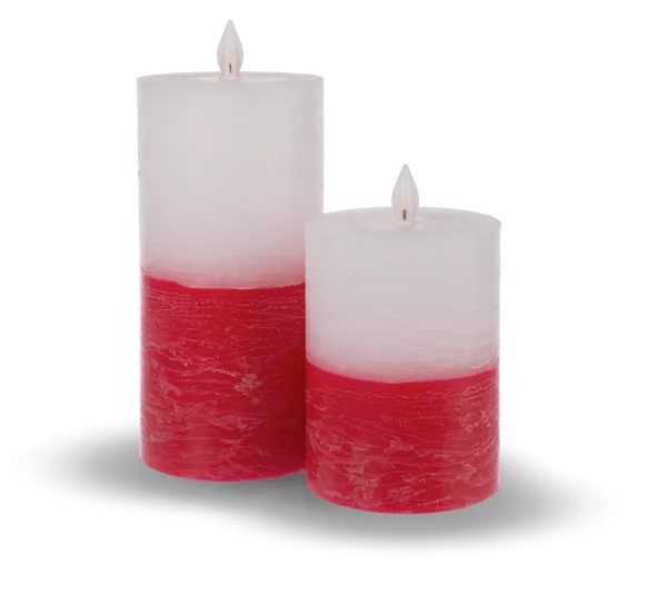 Luxury Lite Red and White/Green and White LED Wax Pillar Candle