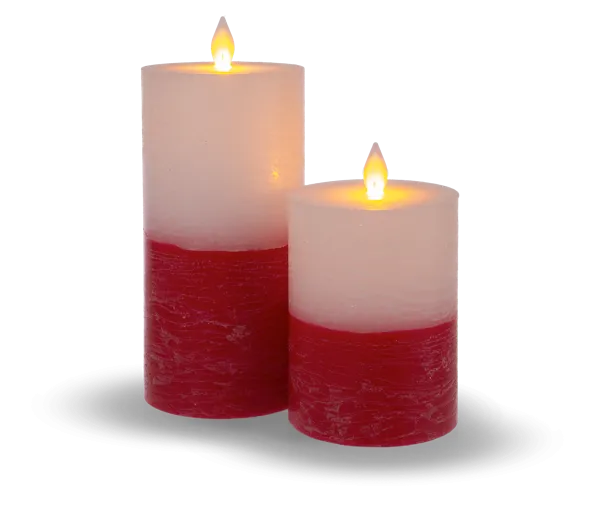 Luxury Lite Red and White/Green and White LED Wax Pillar Candle