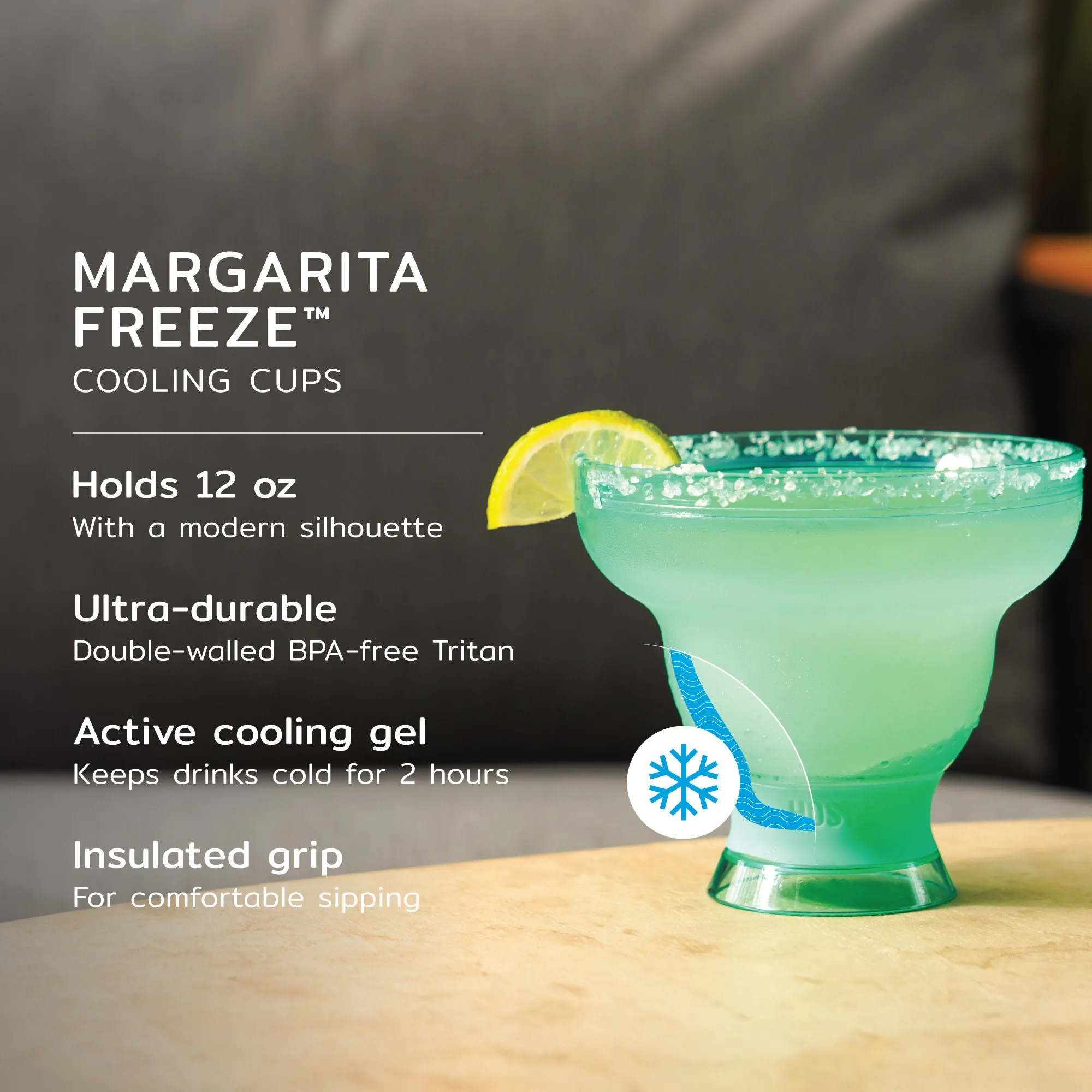 Margarita FREEZE™ Cooling Cup in Aqua Blue, Set of 2