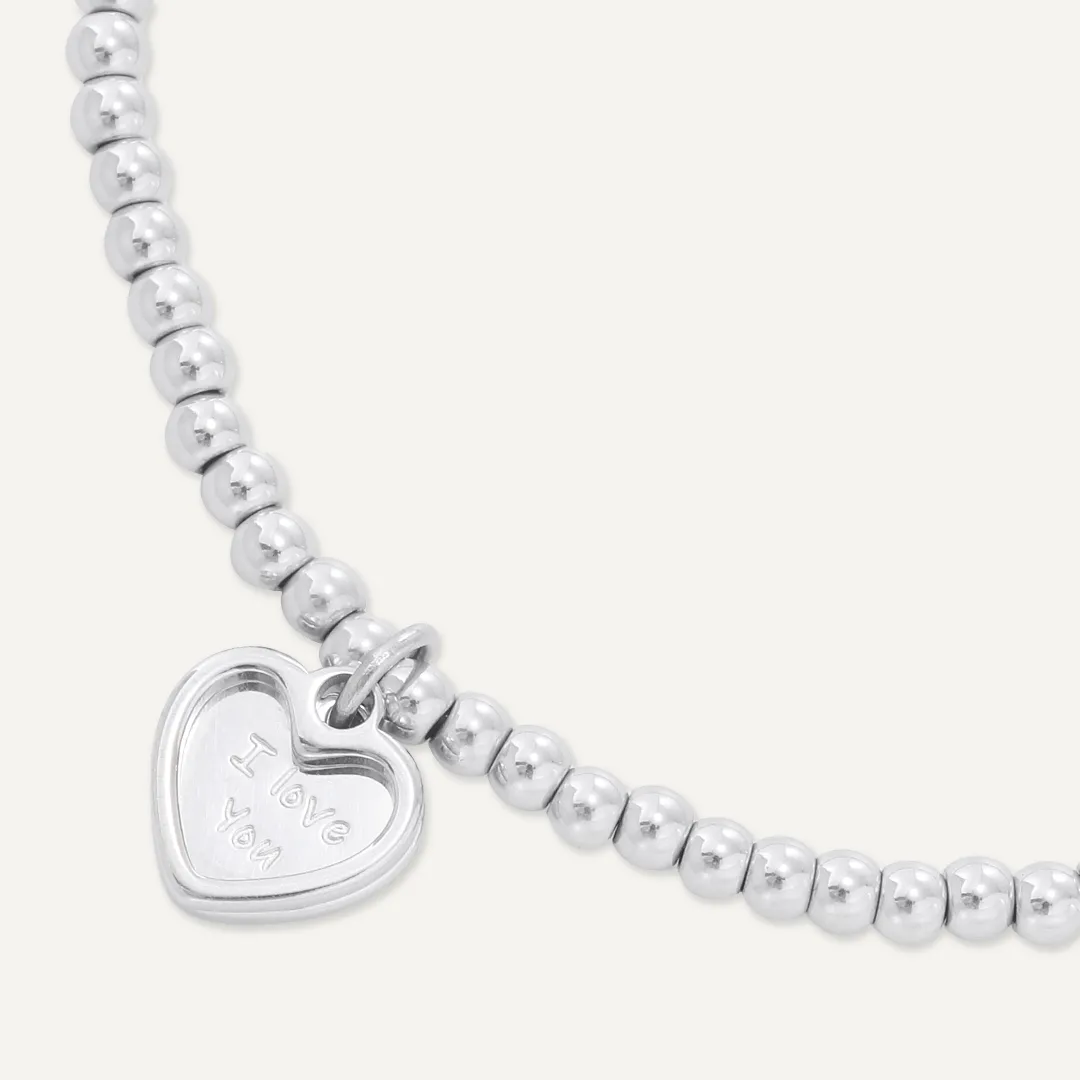 Memories: "HAPPY VALENTINE'S DAY" | Heart Bracelet | White Gold-Plated