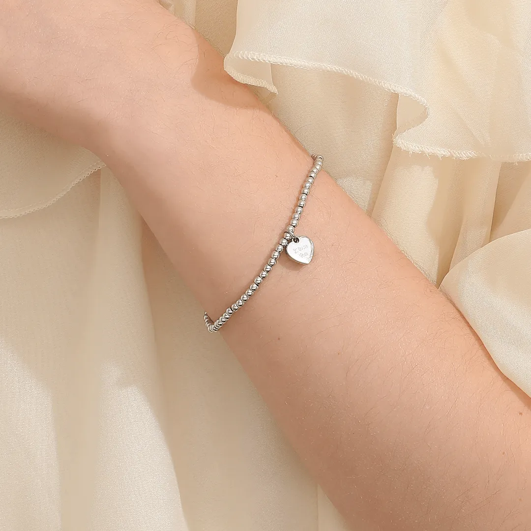 Memories: "HAPPY VALENTINE'S DAY" | Heart Bracelet | White Gold-Plated