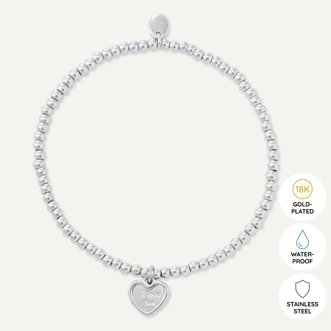 Memories: "HAPPY VALENTINE'S DAY" | Heart Bracelet | White Gold-Plated