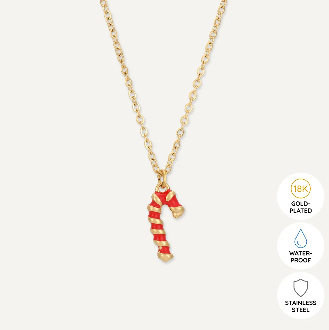 Memories: "YOU ARE MY ROCK" | Candy Cane Necklace | 18K Gold-Plated | Multi-Colour