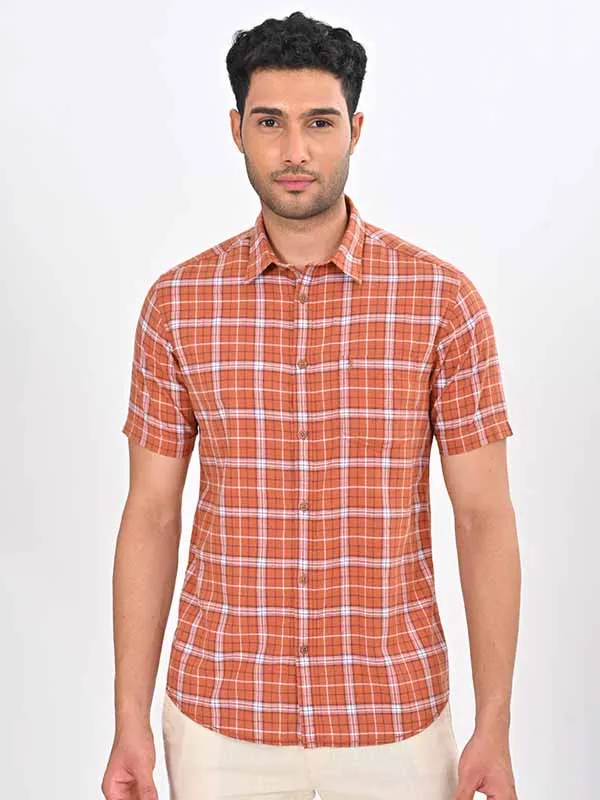 Men Checked Half Sleeve Cotton Shirt