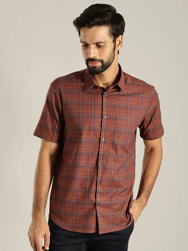 Men Checked Half Sleeve Cotton Shirt