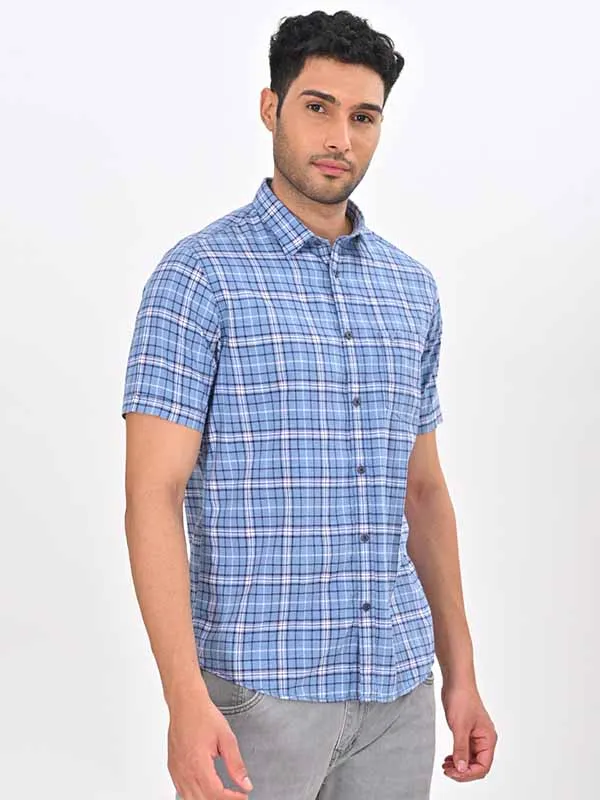 Men Checked Half Sleeve Cotton Shirt