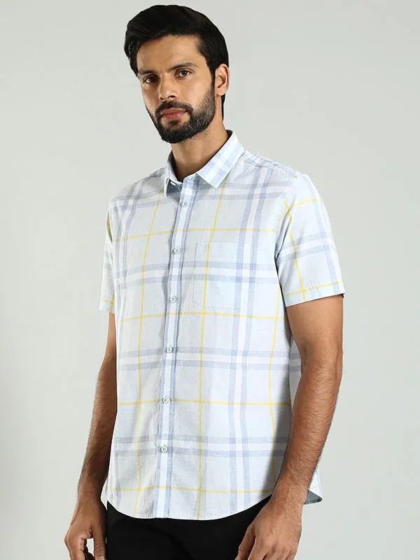 Men Checked Half Sleeve Cotton Shirt