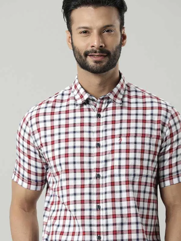 Men Checked Half Sleeve Cotton Shirt