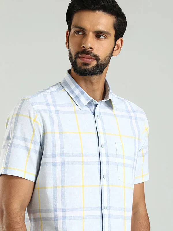 Men Checked Half Sleeve Cotton Shirt