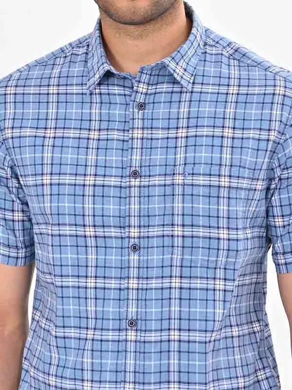 Men Checked Half Sleeve Cotton Shirt