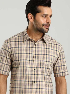 Men Checked Half Sleeve Cotton Shirt