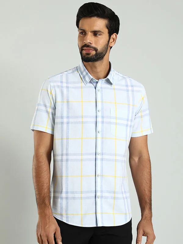 Men Checked Half Sleeve Cotton Shirt