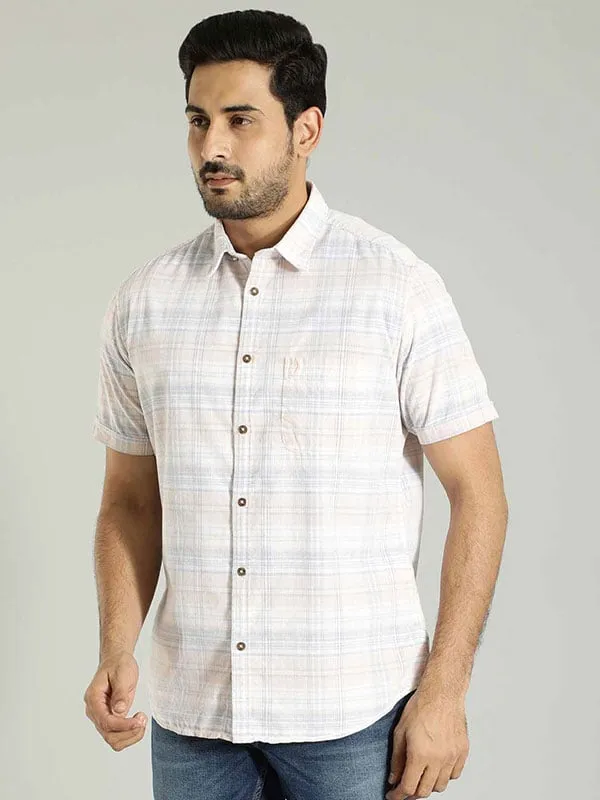 Men Checked Half Sleeve Cotton Shirt