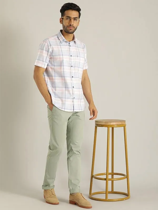 Men Checked Half Sleeve Cotton Shirt