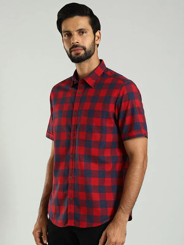 Men Checked Half Sleeve Cotton Shirt