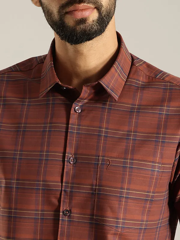 Men Checked Half Sleeve Cotton Shirt