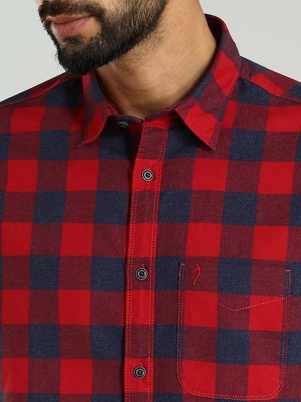 Men Checked Half Sleeve Cotton Shirt