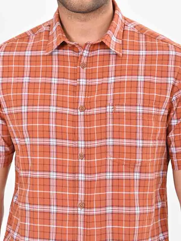 Men Checked Half Sleeve Cotton Shirt