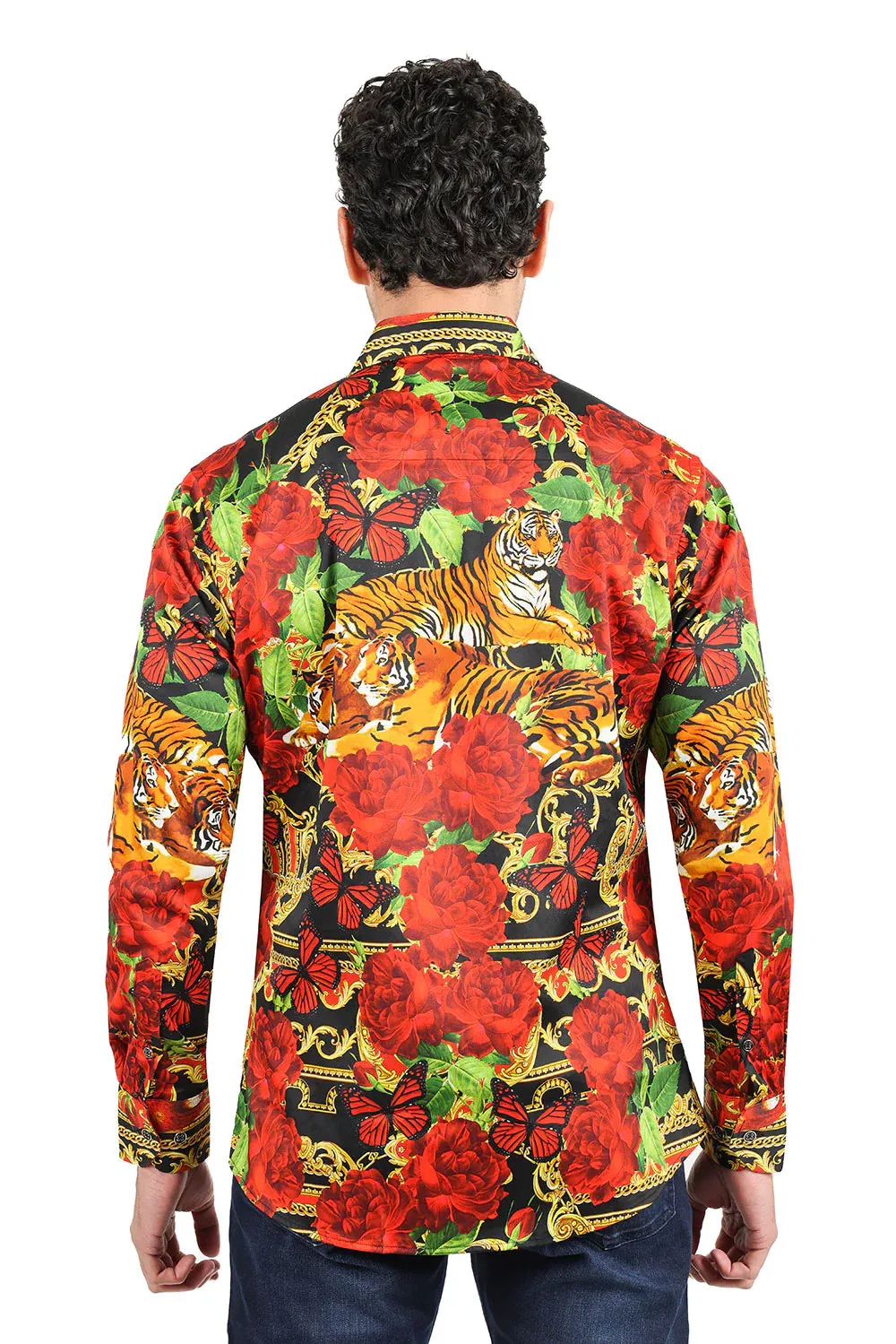 Men's Rhinestone Baroque Long-Sleeve Shirt