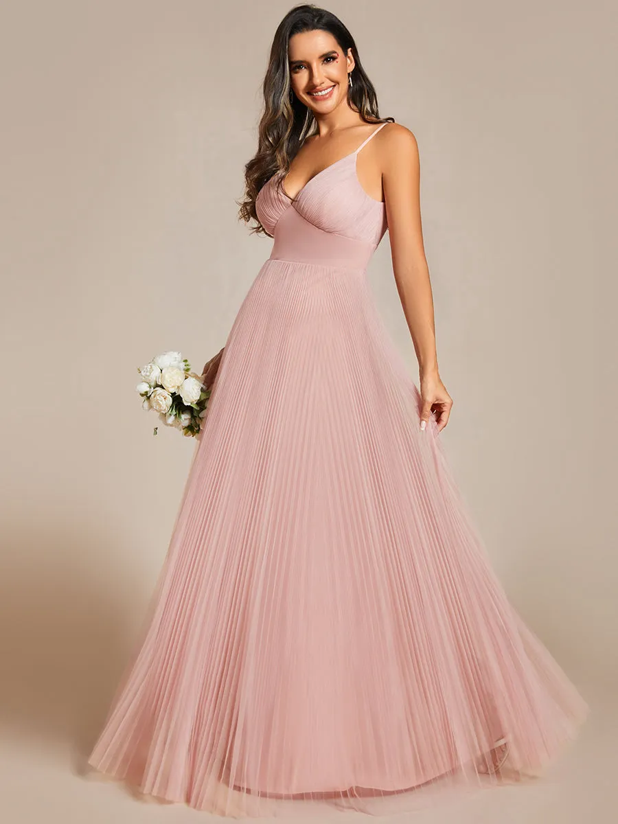 Mesh Contrast Bridesmaids Dresses With Spaghetti Straps