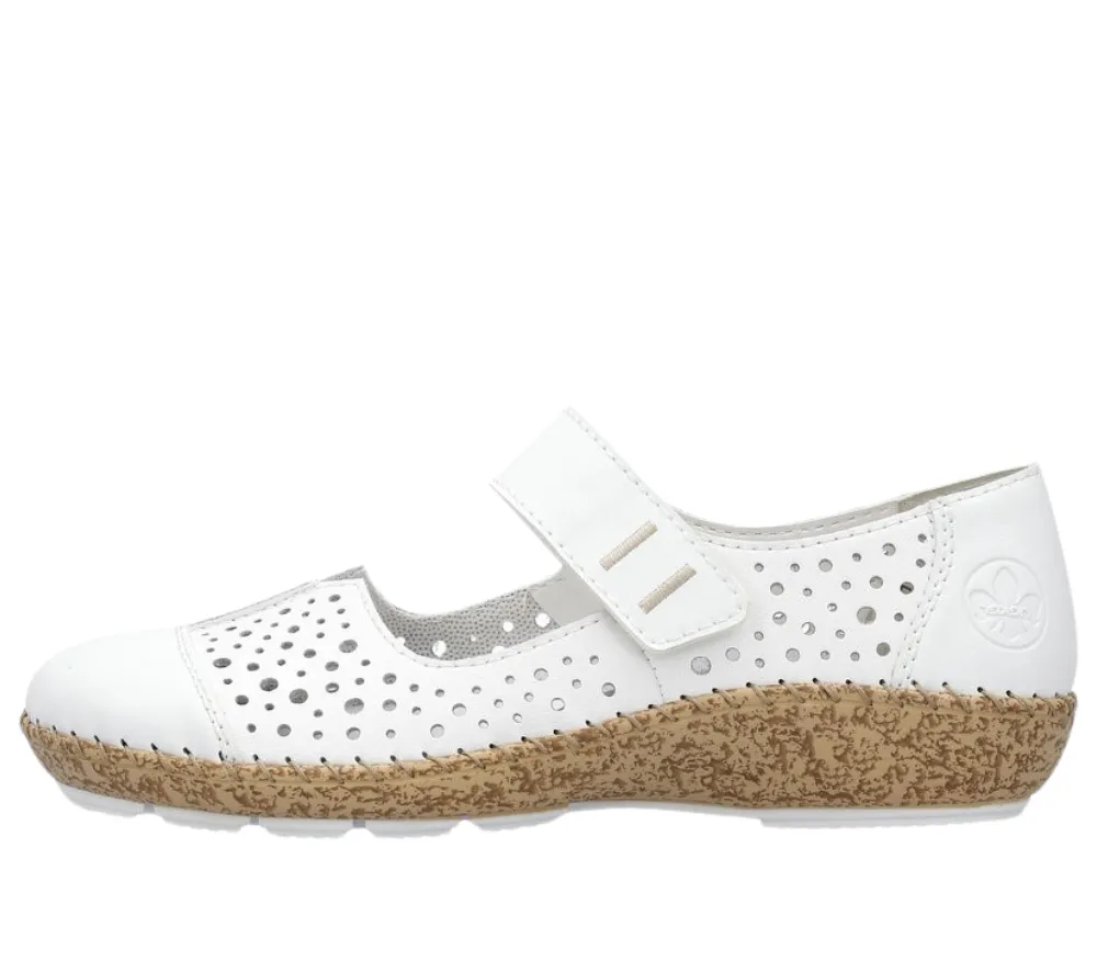 Pantofi casual, dama, RIEKER ANTISTRESS, 44880-80 alb, piele ecologica