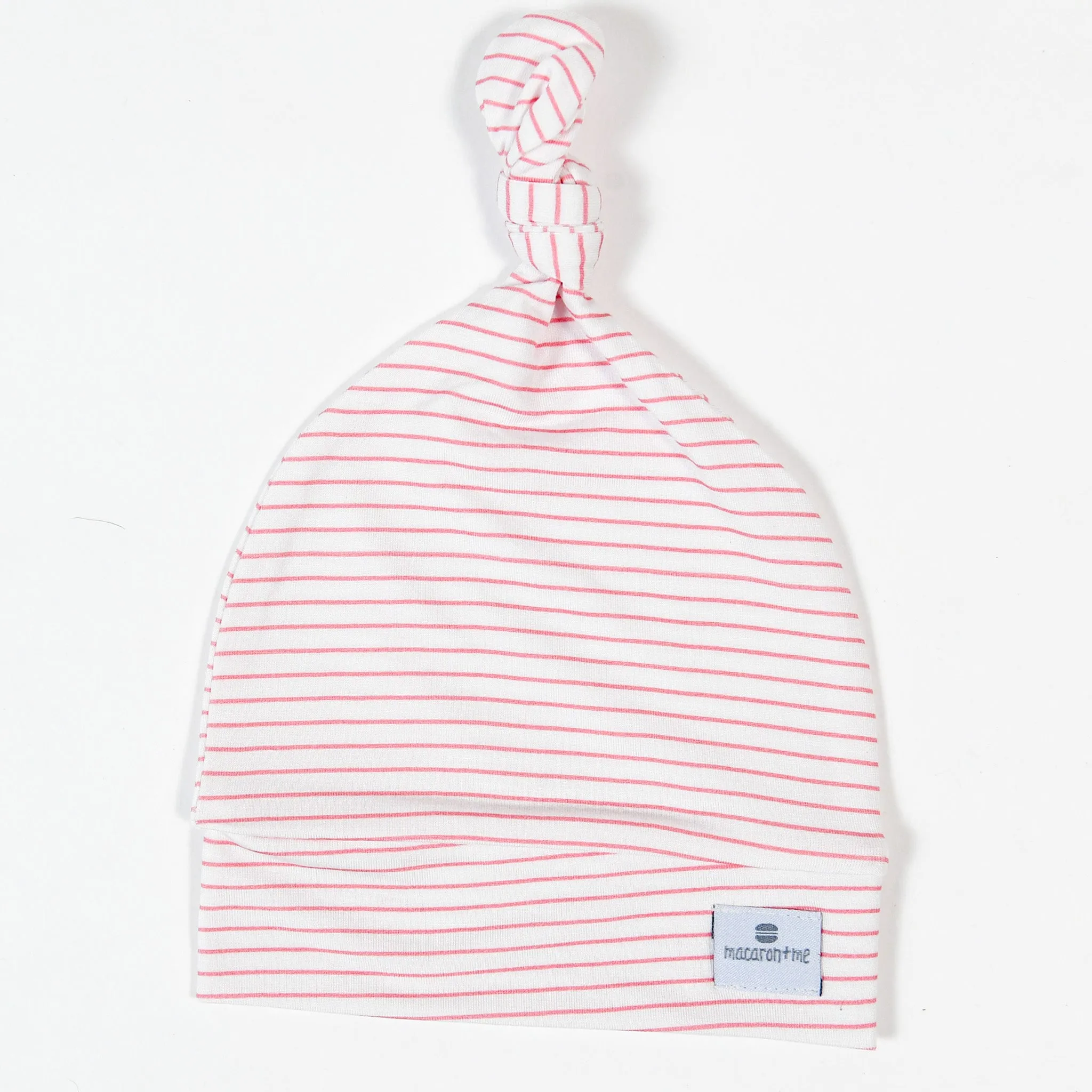 Pink Taffy Stripe Top Knot Hat