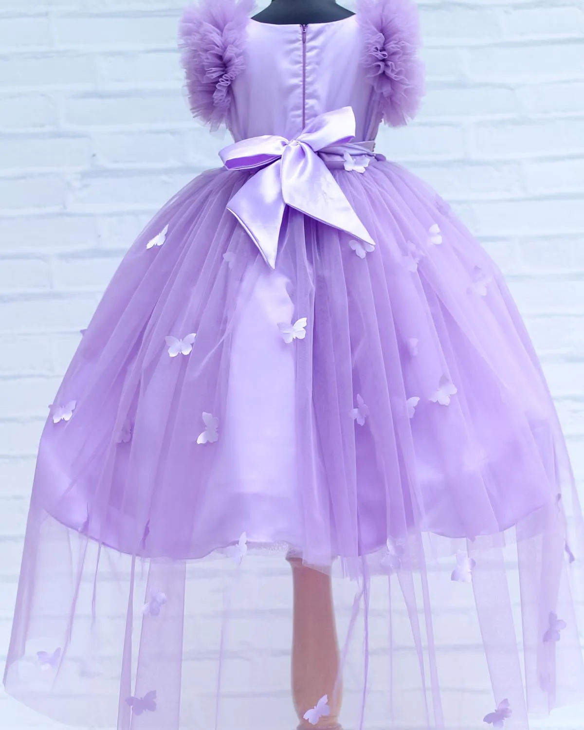 Pre-Order:  Lavender Gown With Bead Hand Worked Yoke And Detachable Back Trail