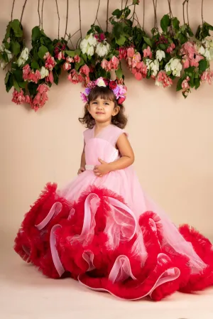 Pre-Order:  Pink Wine Trail  Ruffled Gown