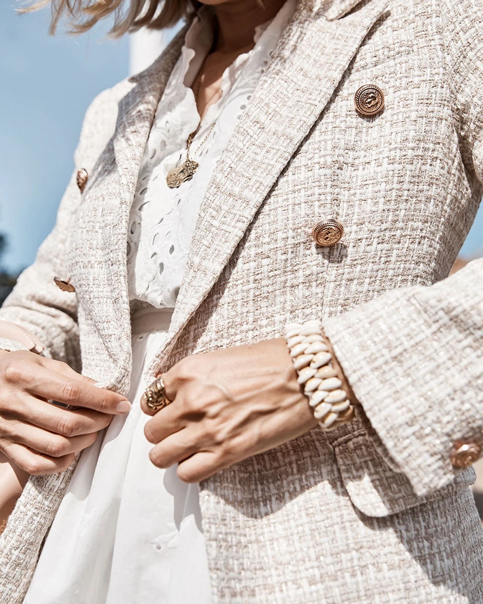 Princess Polina Tweed Blazer - Beige Marle