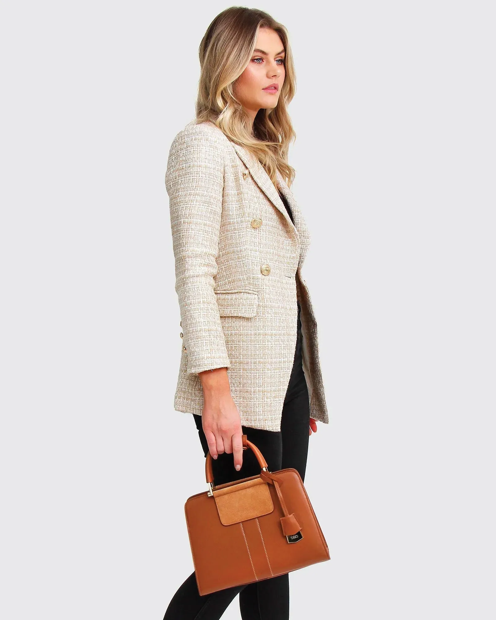 Princess Polina Tweed Blazer - Beige Marle