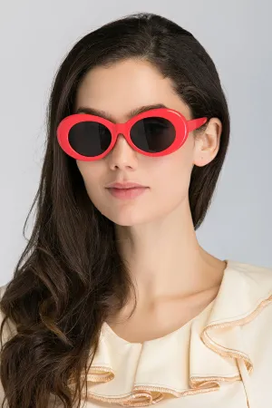 Red Round Slim Cat Eye Sunglasses